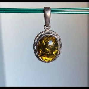 Vintage Green Amber Pendent